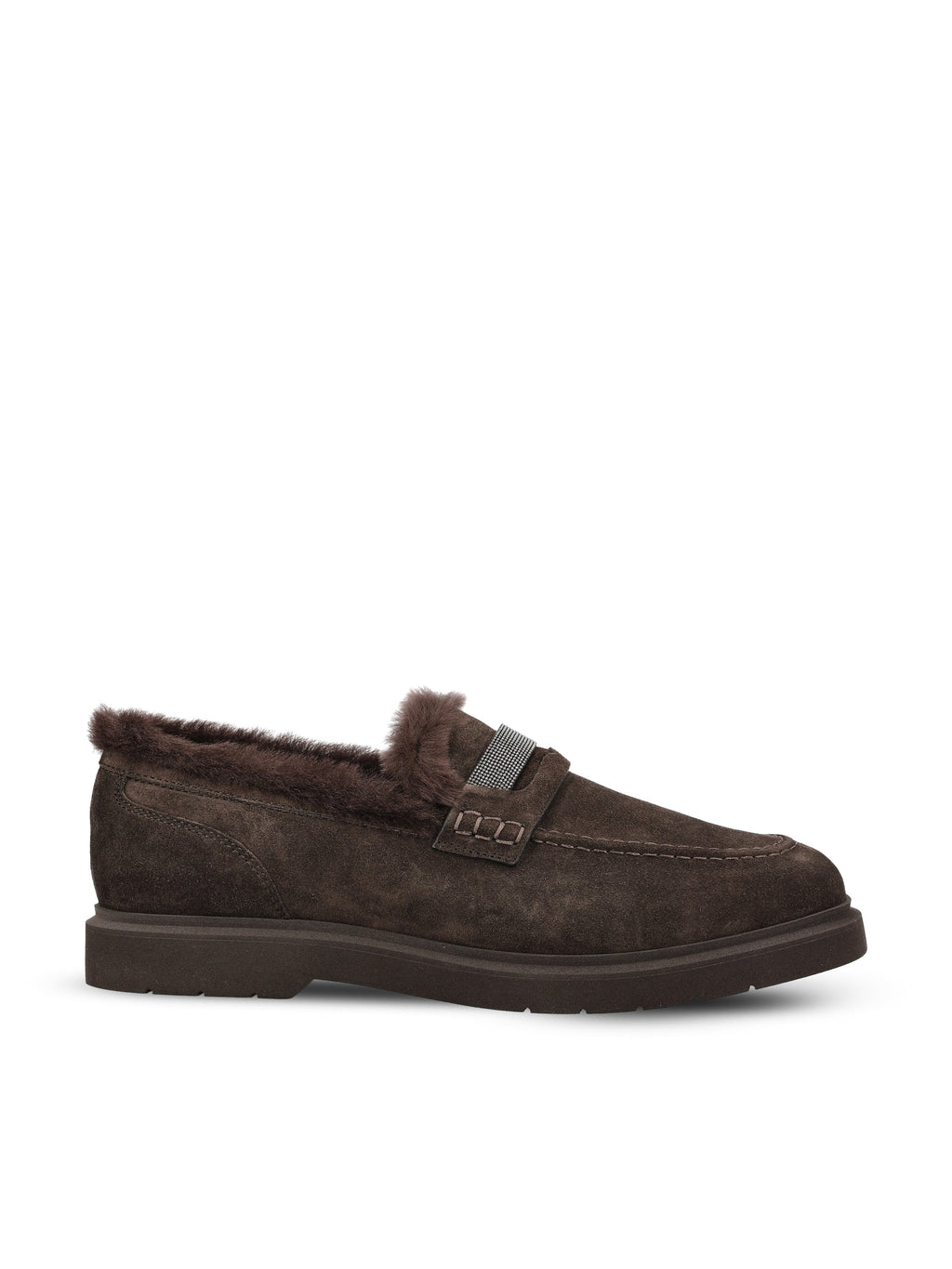 Brunello Cucinelli Women's Suede Penny Loafers in Brown - view 1