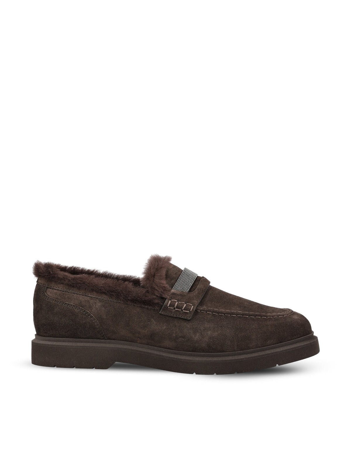 Brunello Cucinelli Women's Suede Penny Loafers in Brown - view 1