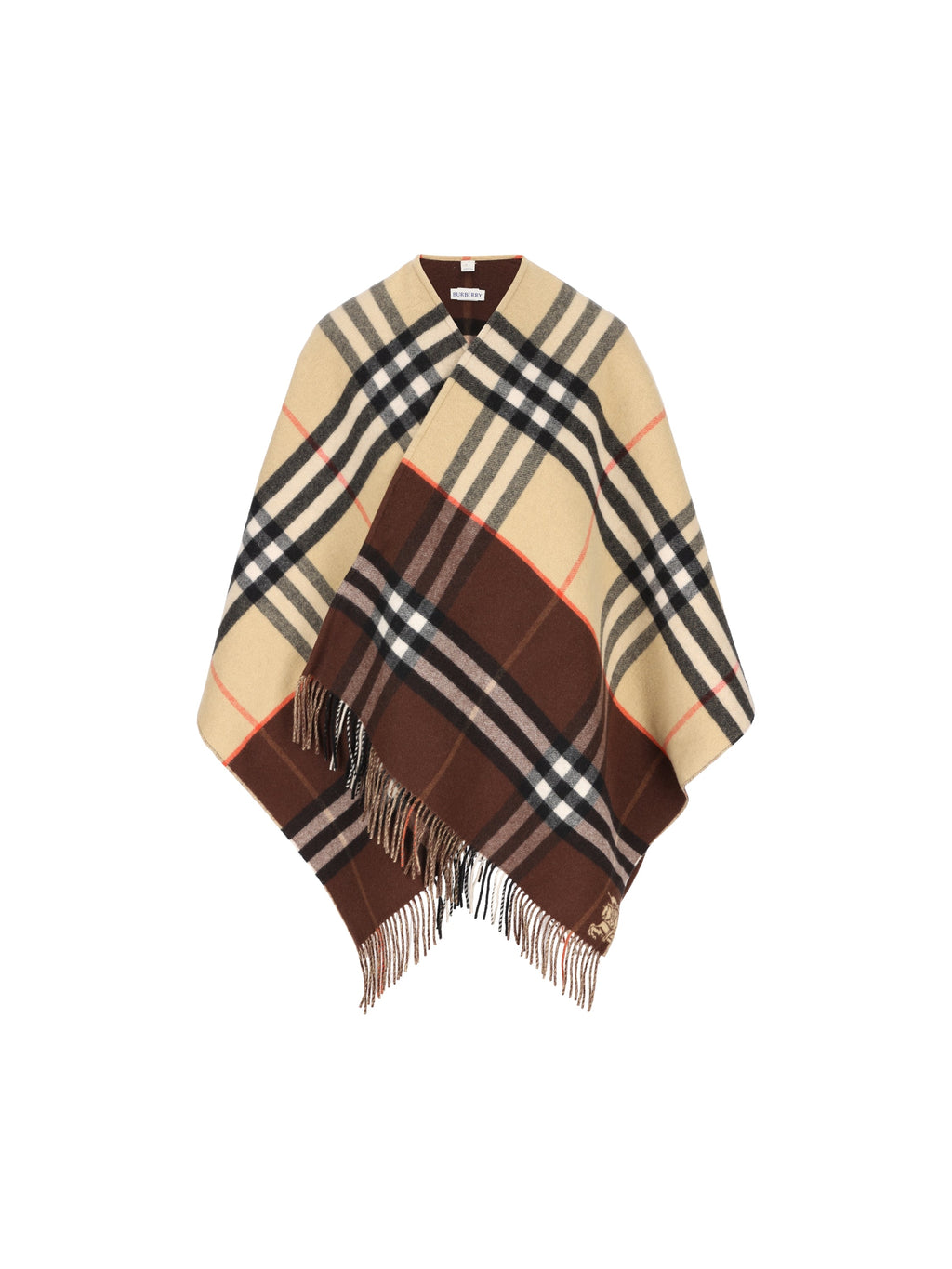 Burberry Women's Wool Check Cape in Beige and Brown - view 1