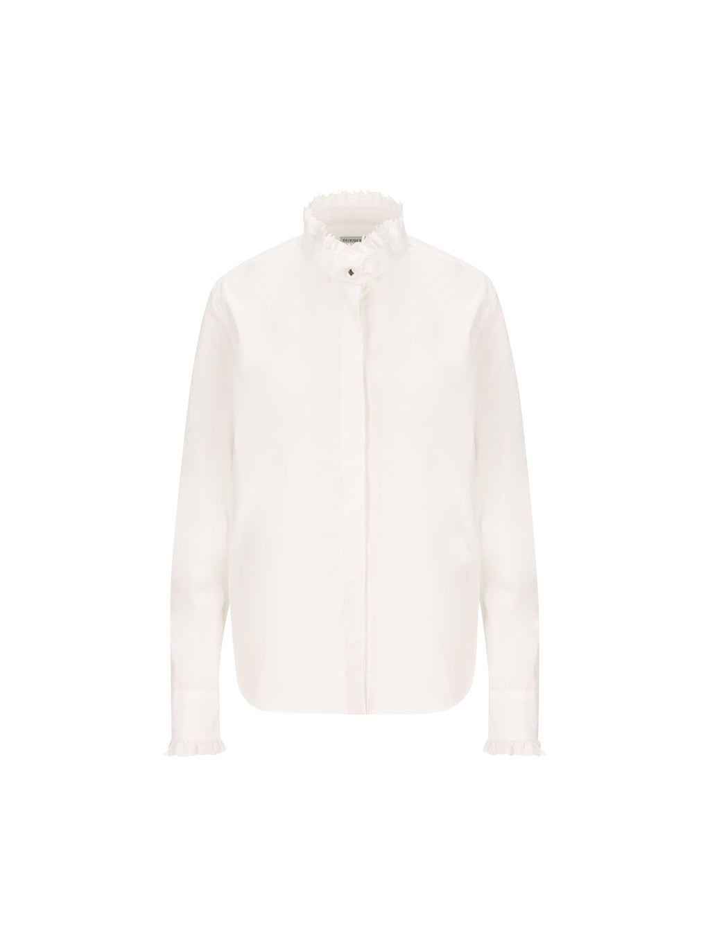 Burberry Women's Ruffled Cotton Shirt in White - view 1