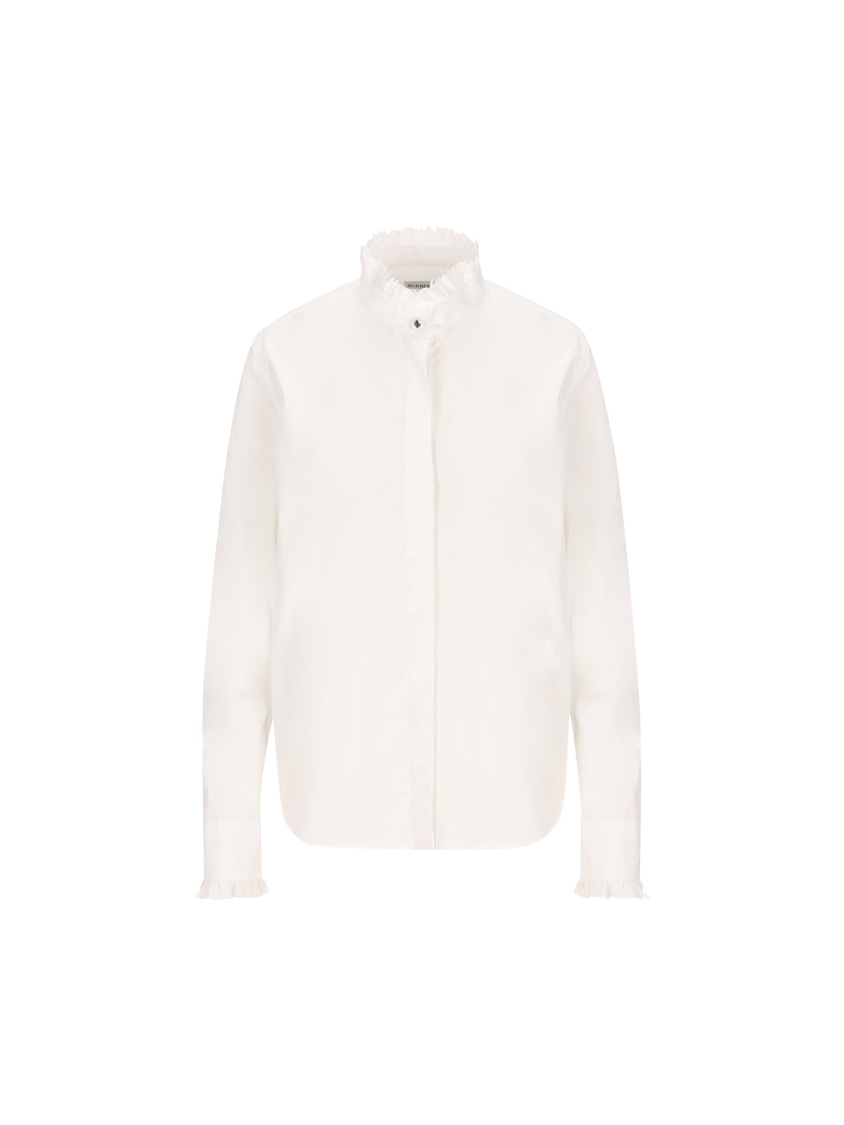 Burberry Women's Ruffled Cotton Shirt in White - view 1