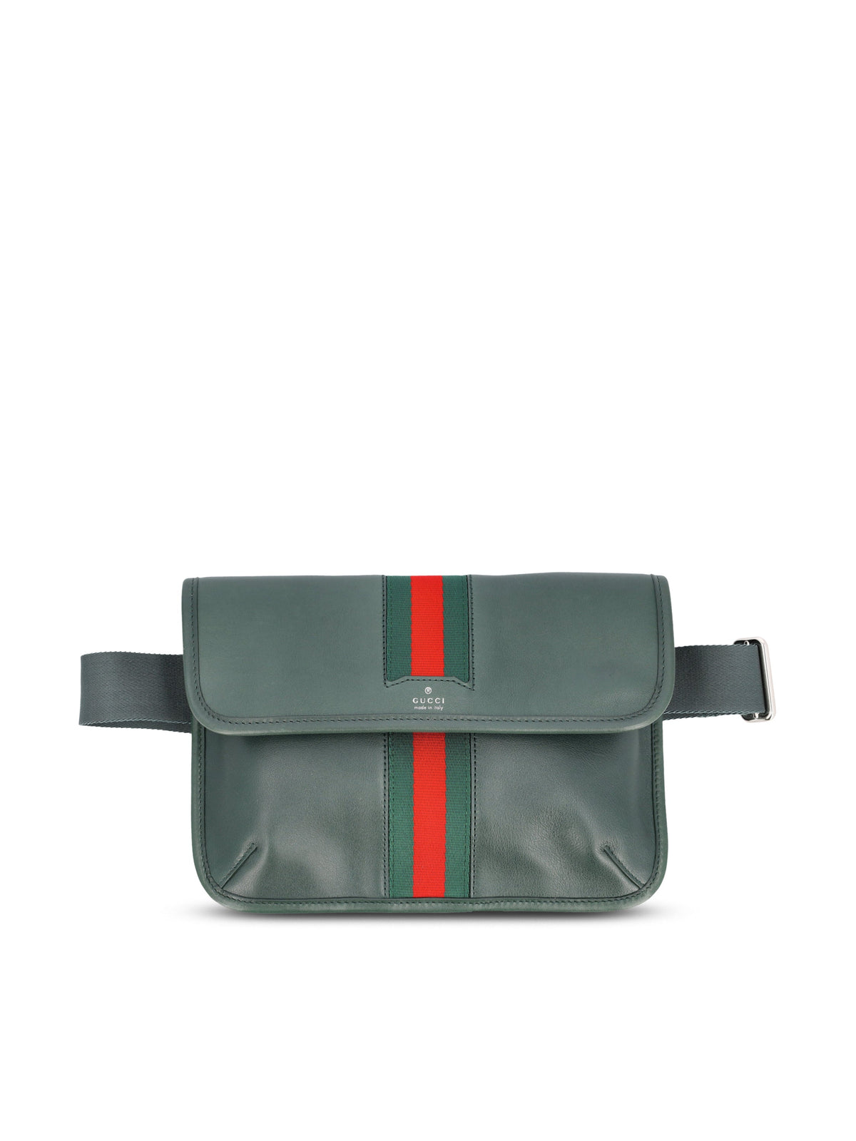 Gucci Men's Web Trademark Small Belt Bag in Green - view 1