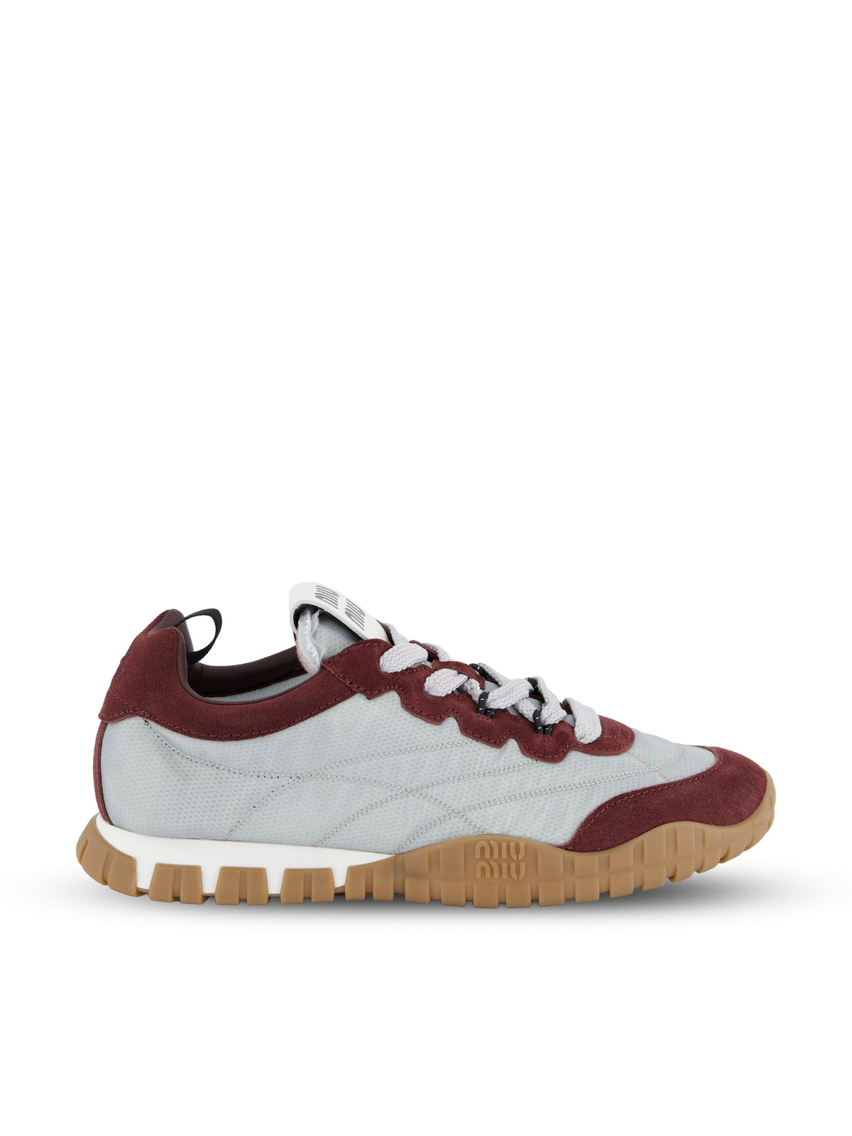 Miu Miu Women's Suede Sneakers in Aluminium and Red - view 1