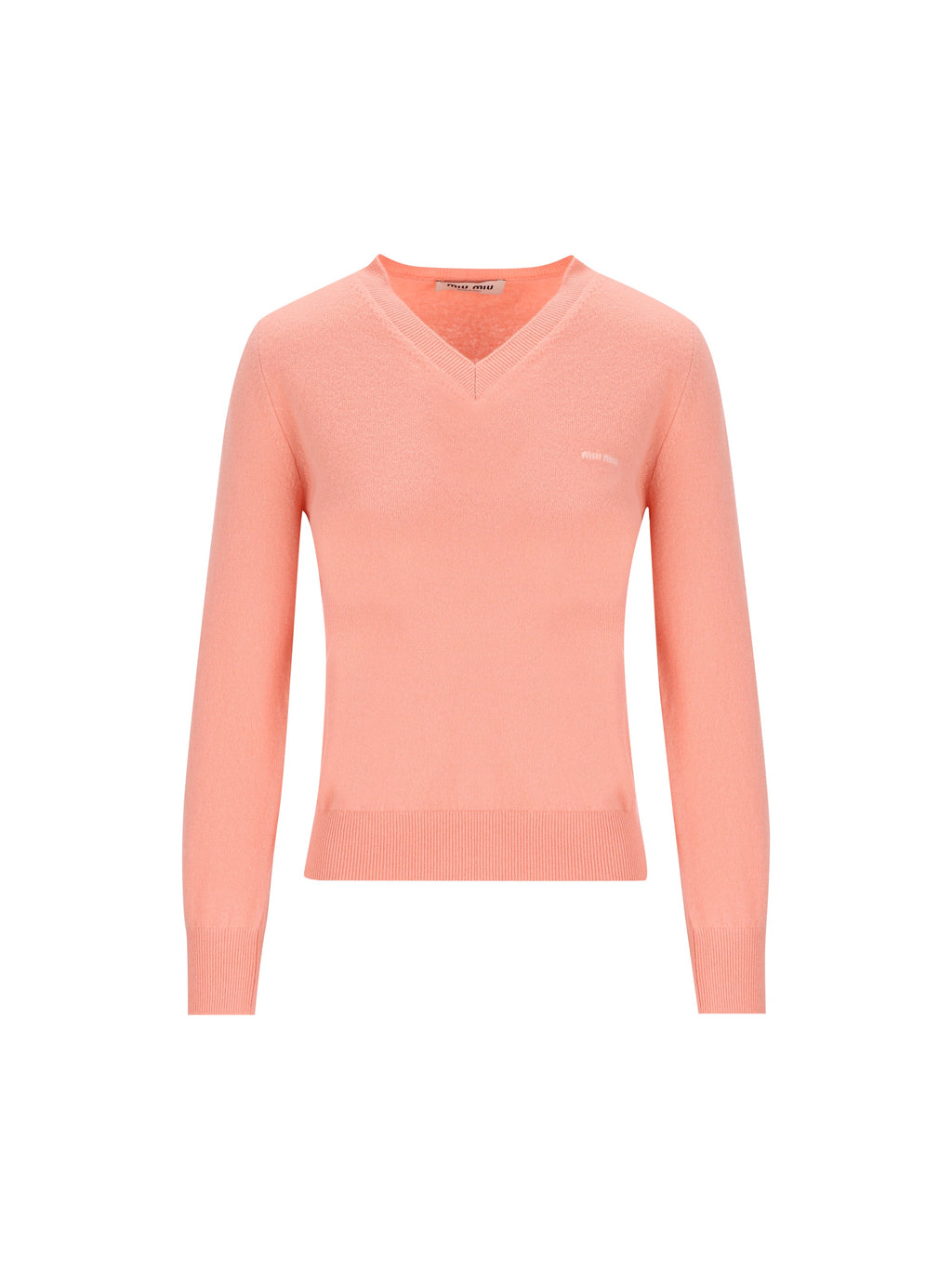 Miu Miu Women's Virgin Wool V-Neck Jumper in Apricot - view 1