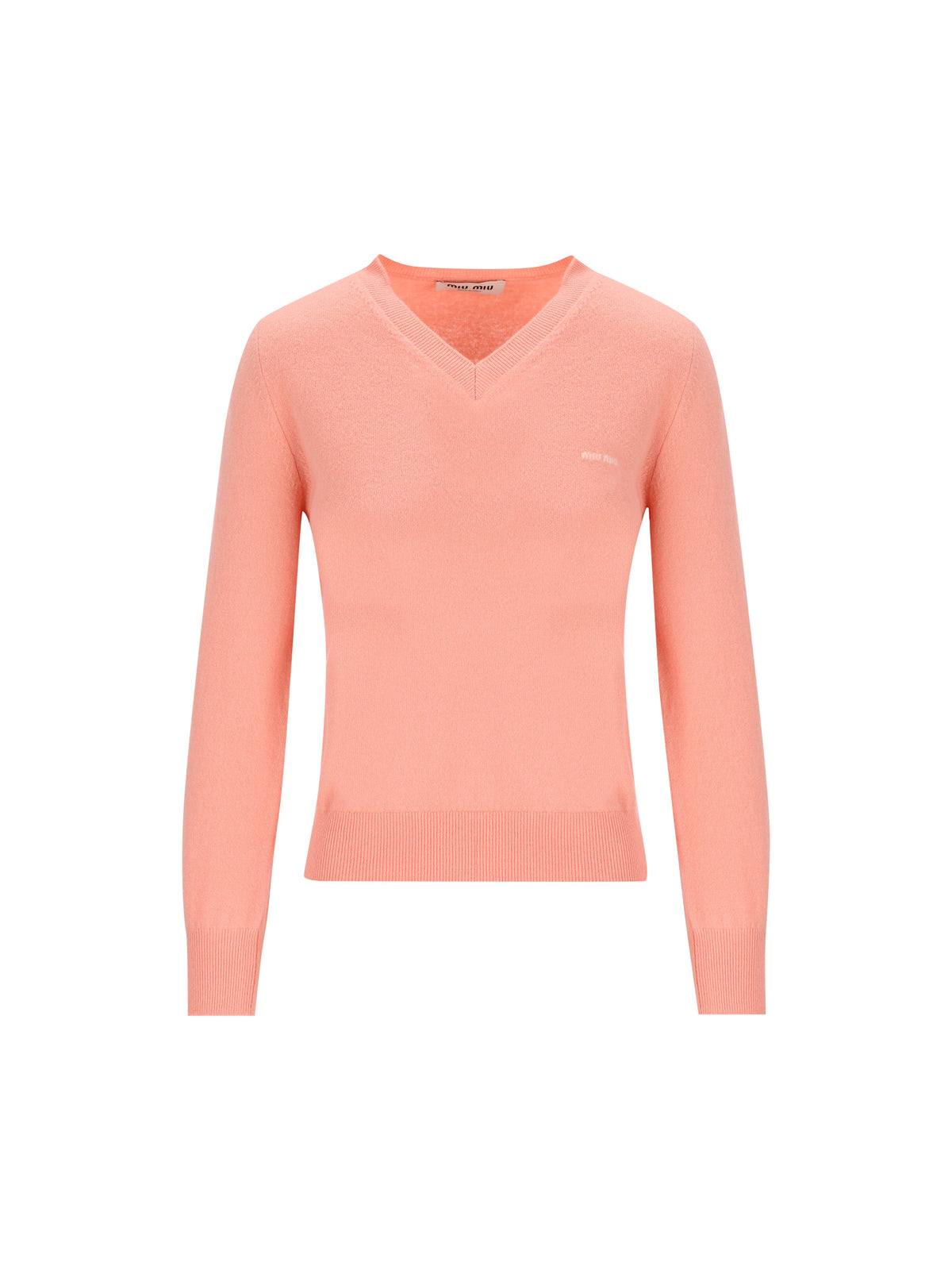 Miu Miu Women's Virgin Wool V-Neck Jumper in Apricot - view 1
