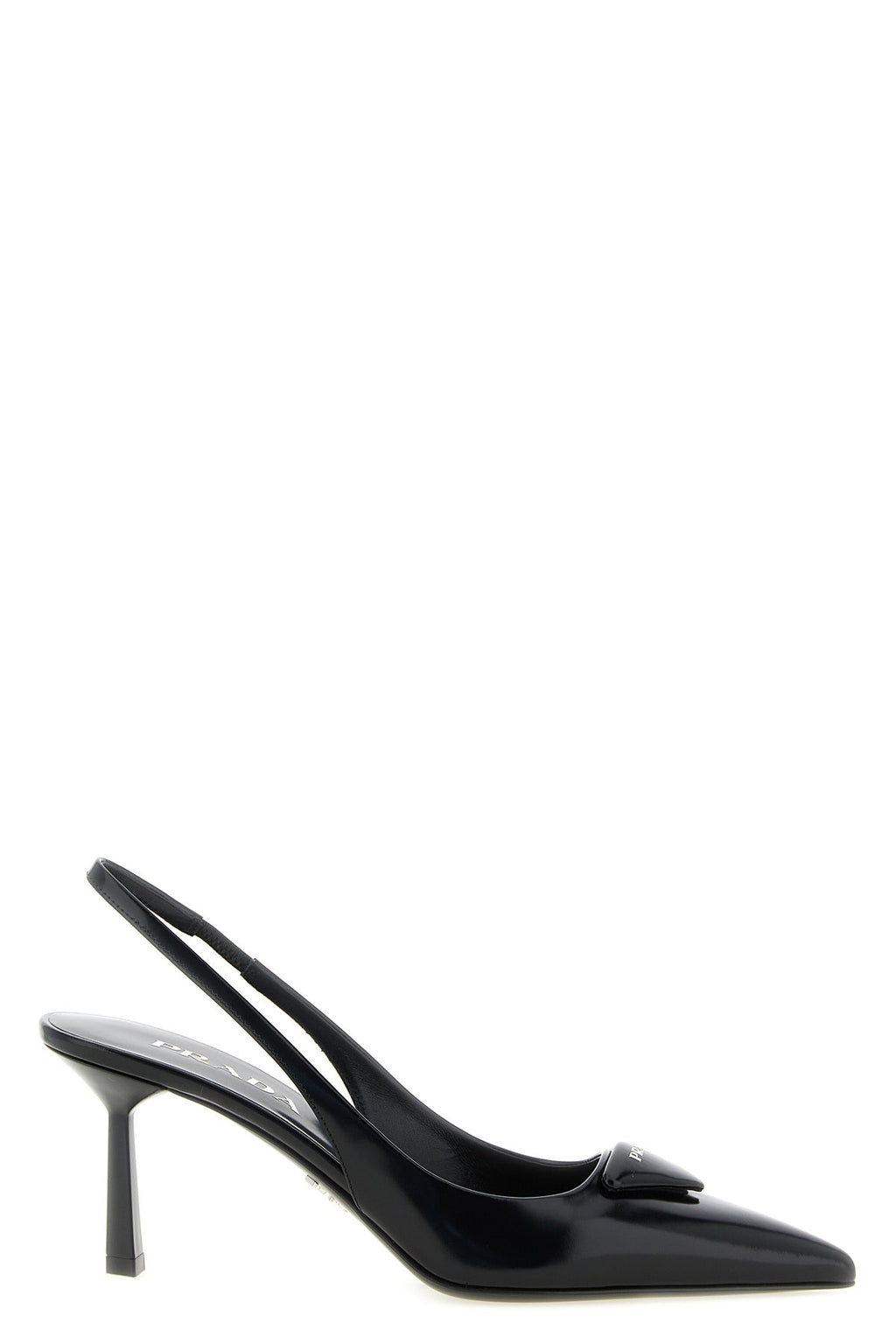 Prada Women's Black Brushed Leather Slingback Pumps - image 1