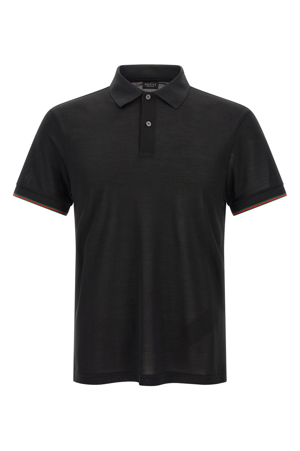 Gucci Men's Web Detail Silk Jersey Polo in Black - image 1