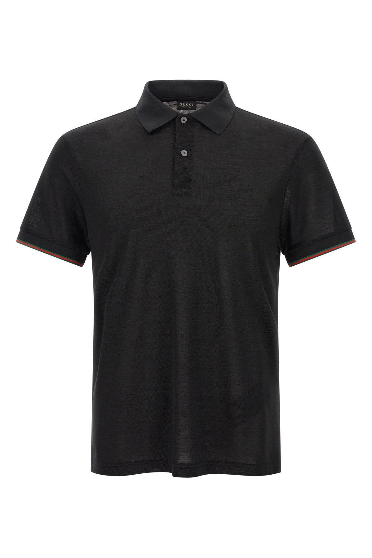 Gucci Men's Web Detail Silk Jersey Polo in Black - image 1