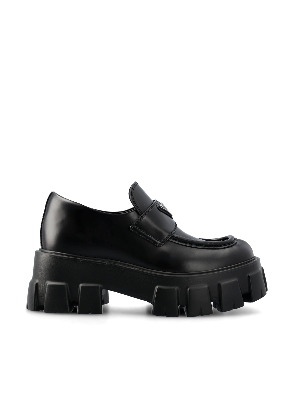 Prada Women's Monolith Brushed Leather Loafers in Black - view 1