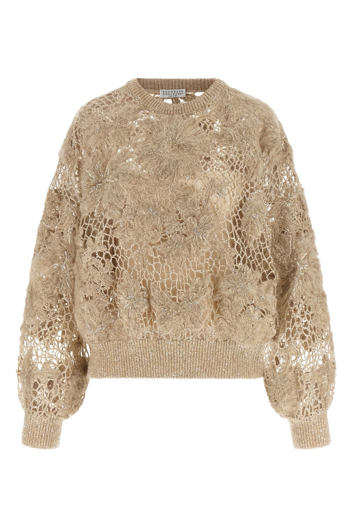 Brunello Cucinelli Women's Sweater in Beige Wool - view 1