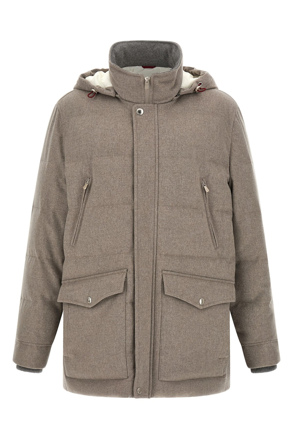 Brunello Cucinelli Men's Wool Flannel Parka in Beige - view 1
