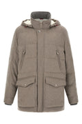 Brunello Cucinelli Men's Wool Flannel Parka in Beige - view 1