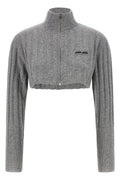 Miu Miu Women's Cropped Cardigan With Front Zip in Grey - image 1
