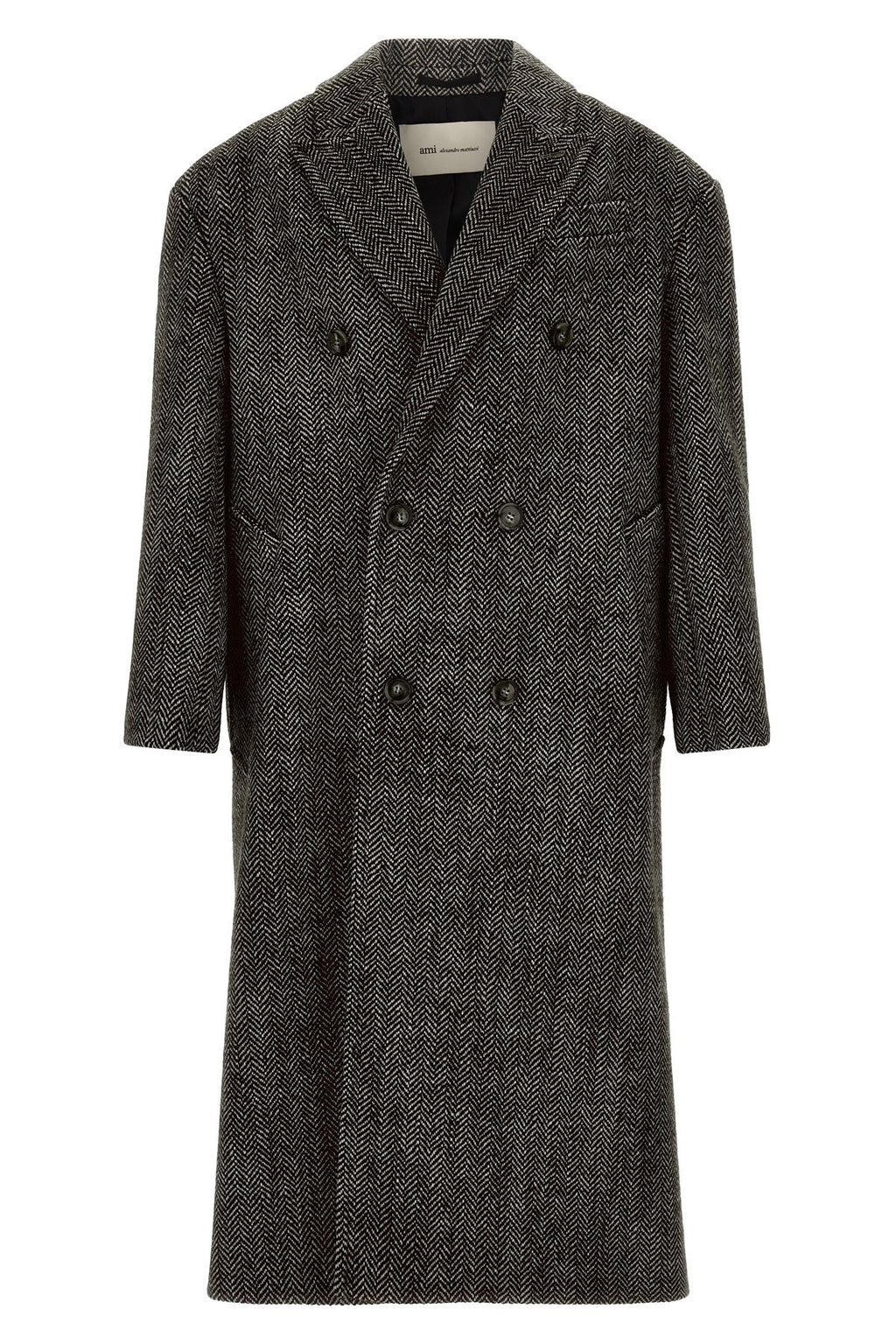 Ami Paris Men's Double-breasted Coat in Black Wool - view 1