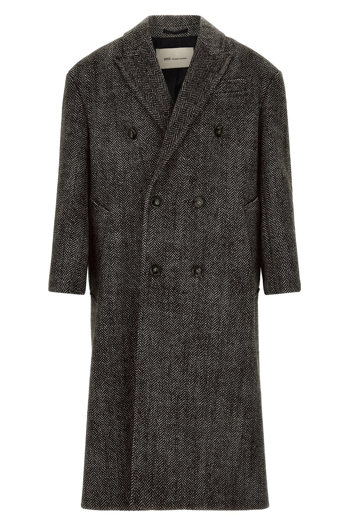 Ami Paris Men's Double-breasted Coat in Black Wool - view 1