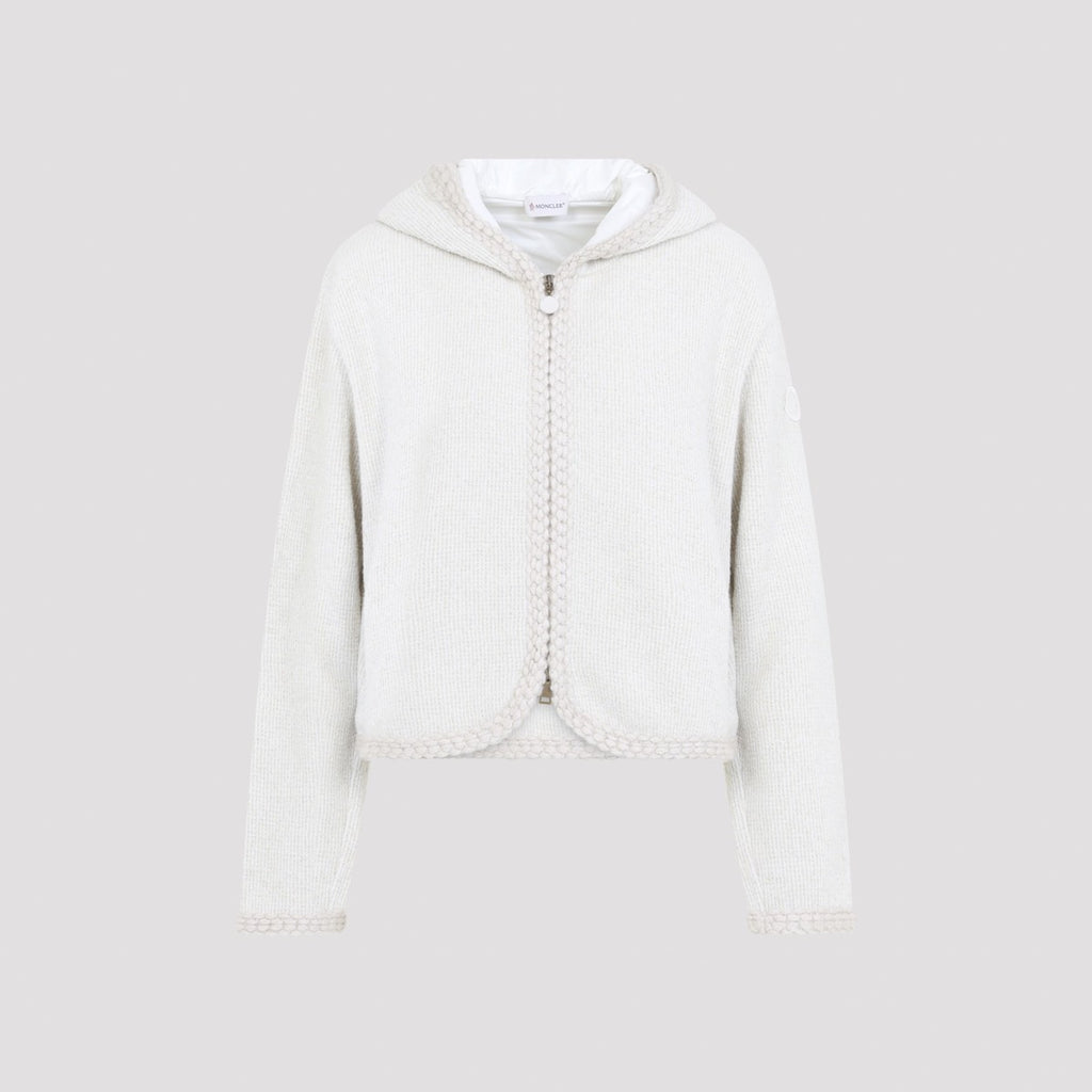 Moncler Women's Wool Blend Zip Cardigan in White