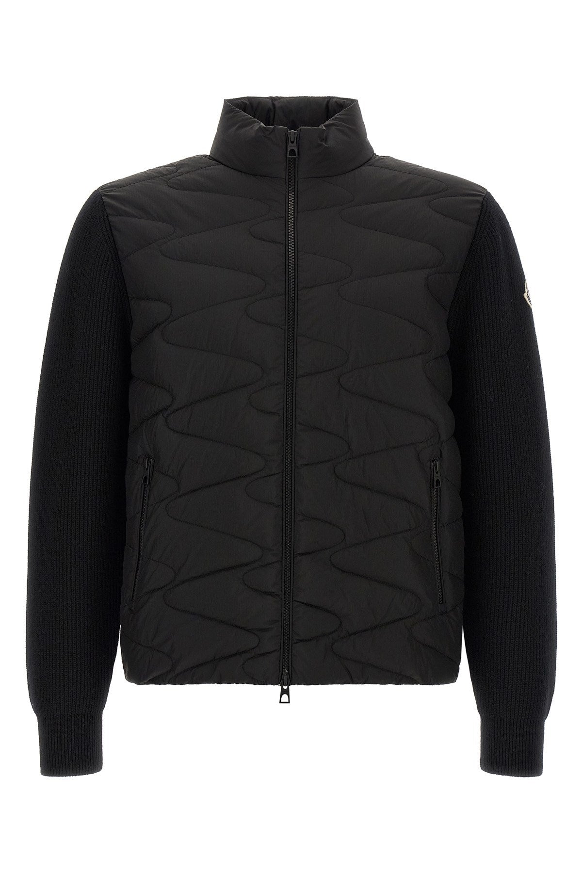 Moncler Men's Padded Cardigan in Black Polyamide - view 1