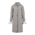 Prada Women's Cotton Houndstooth Trim Coat in Grey