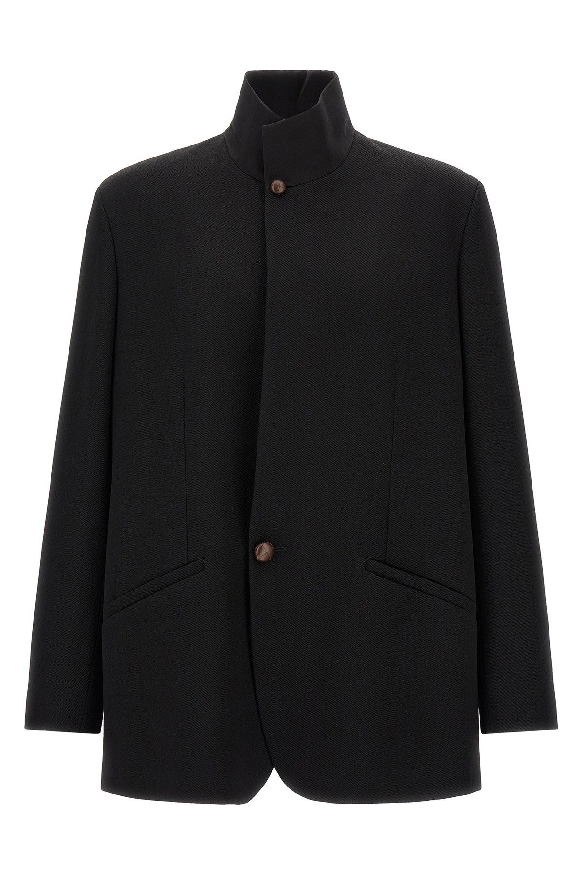 Zegna Men's Wool Blazer with Buttons in Black - view 1