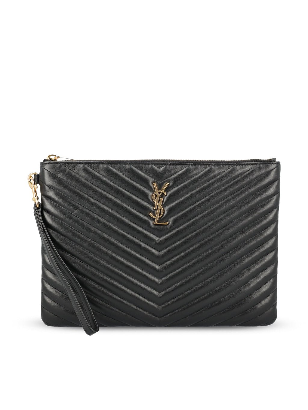 Saint Laurent Women's Leather Tablet Pouch in Black - view 1