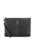 Saint Laurent Women's Leather Tablet Pouch in Black - view 1