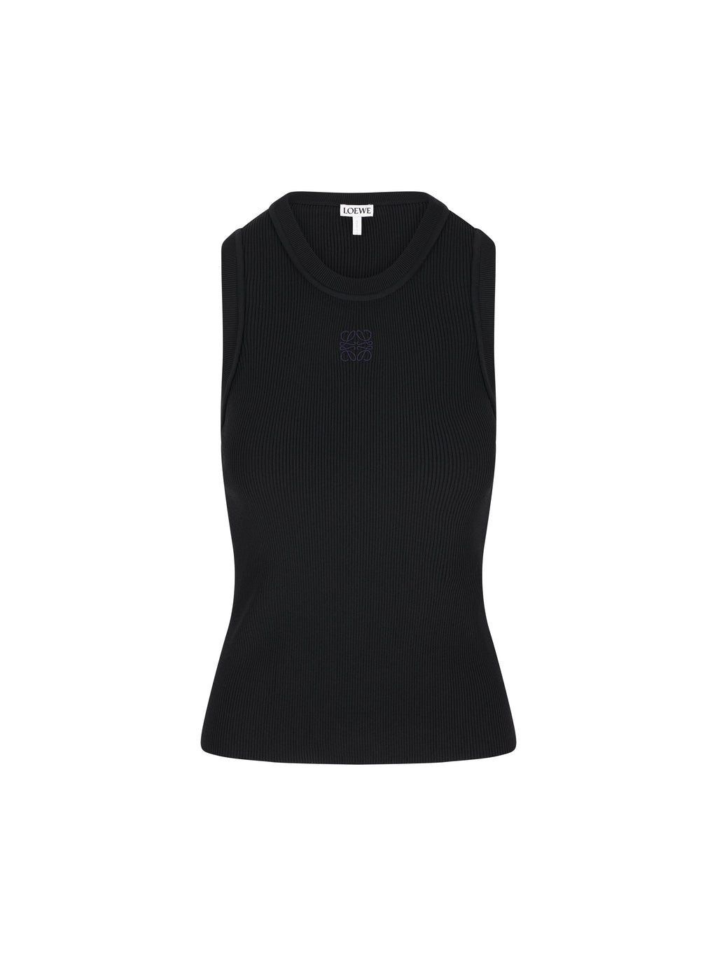 Loewe Women's Viscose Ribbed Anagram Top in Black - view 1