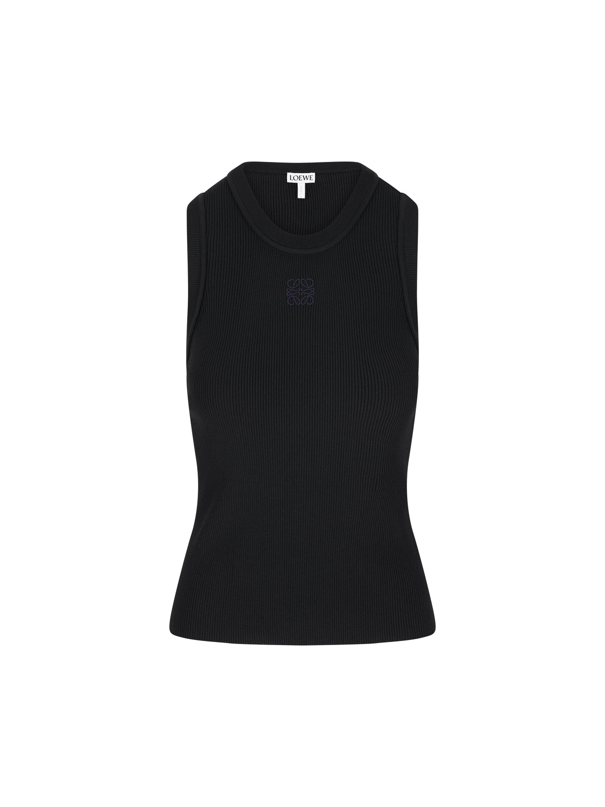 Loewe Women's Viscose Ribbed Anagram Top in Black - view 1