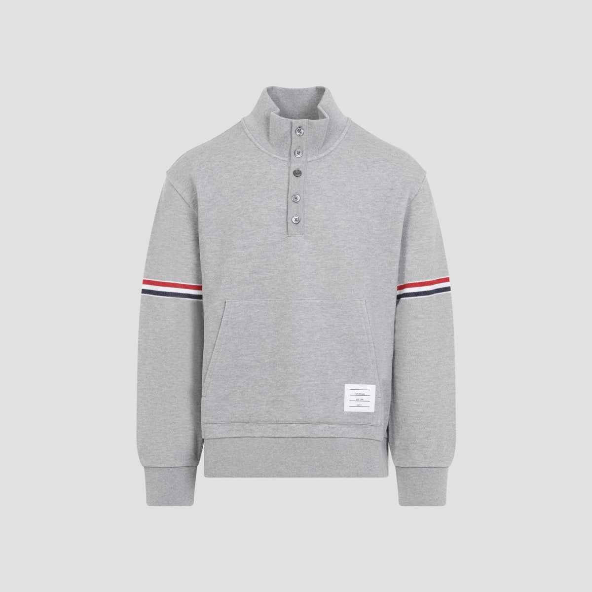 Thom Browne Men's Cotton Funnel Neck Pullover in Grey