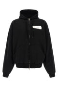 Balenciaga Men's Silver Tape Hoodie in Black Cotton - view 1