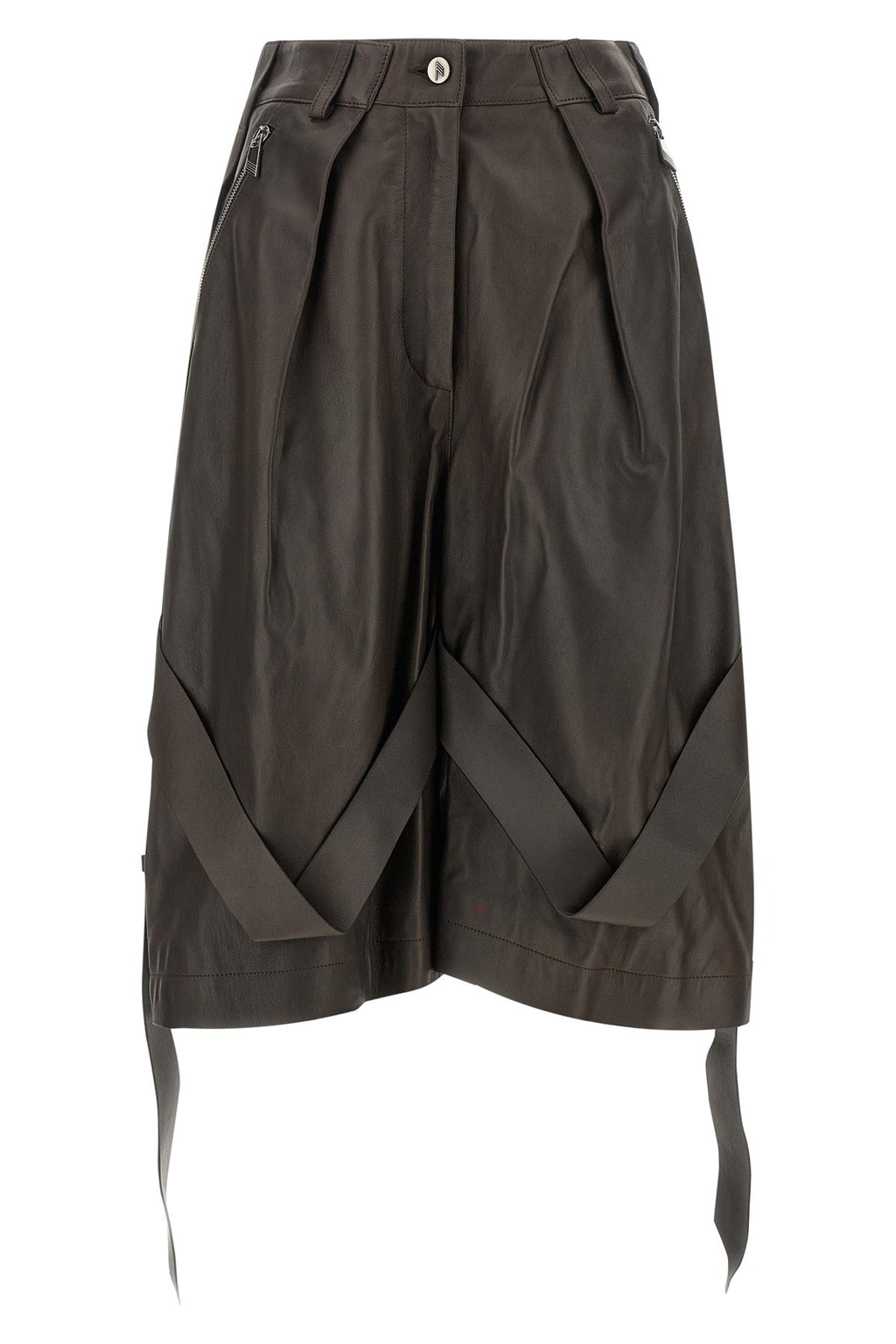 The Attico Women's Brown Leather Bermuda Shorts - image 1