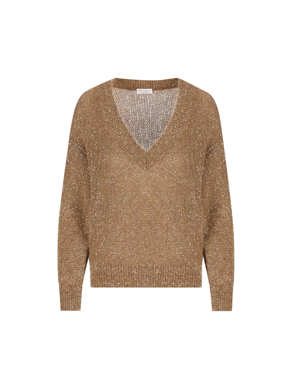 Brunello Cucinelli Women's Mohair V-Neck Jumper in Brown - view 1