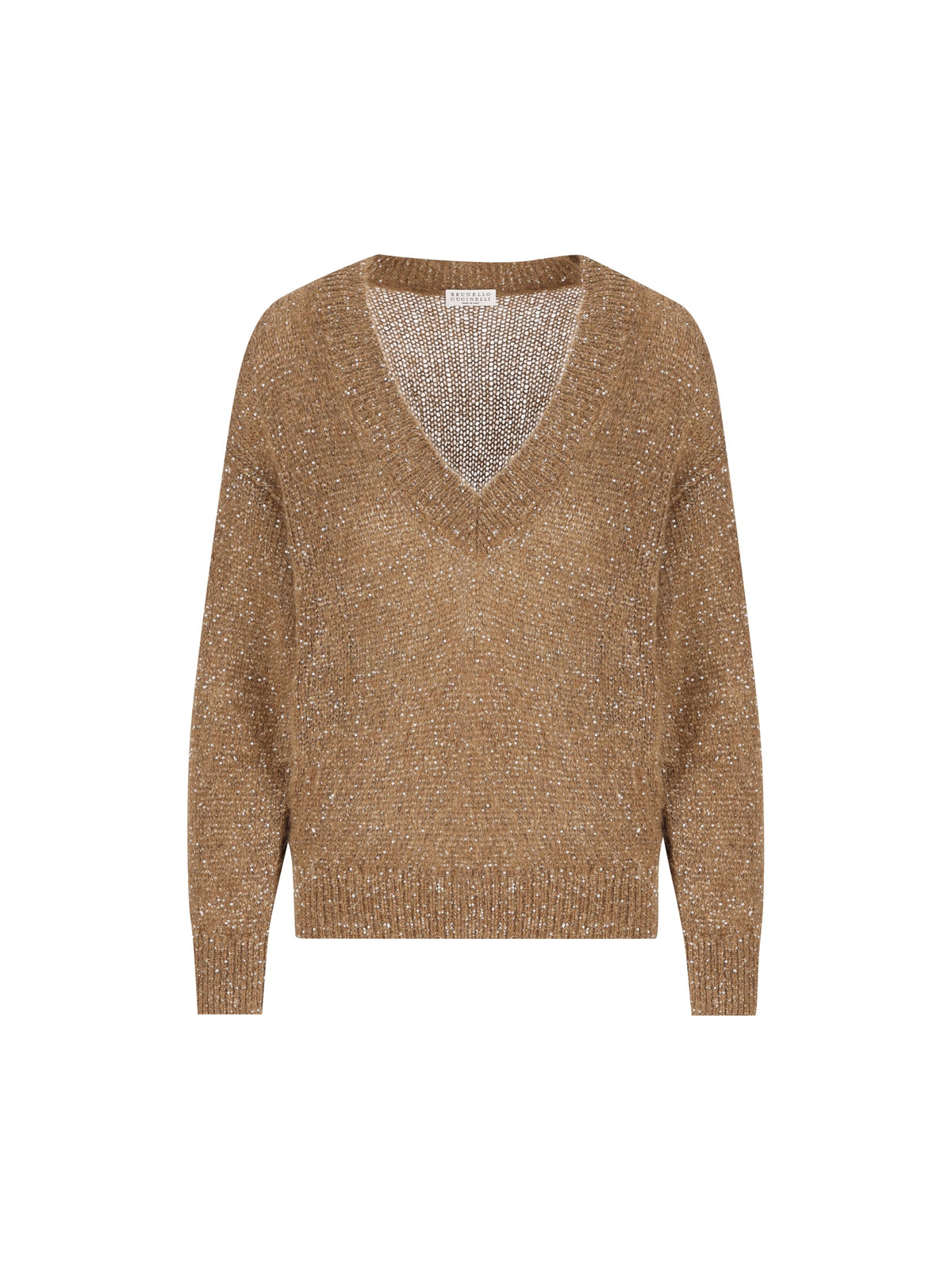 Brunello Cucinelli Women's Mohair V-Neck Jumper in Brown - view 1