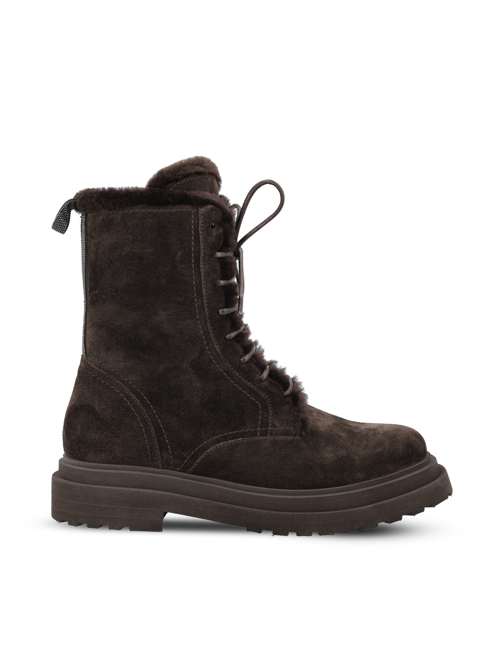 Brunello Cucinelli Women's Suede Lace-Up Boots in Brown - view 1