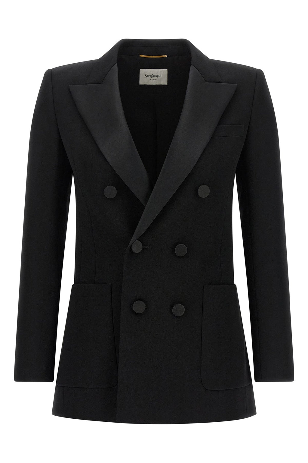 Saint Laurent Women's Satin Lapel Double-Breasted Blazer - image 1