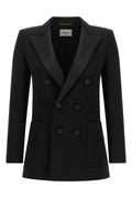 Saint Laurent Women's Satin Lapel Double-Breasted Blazer - image 1