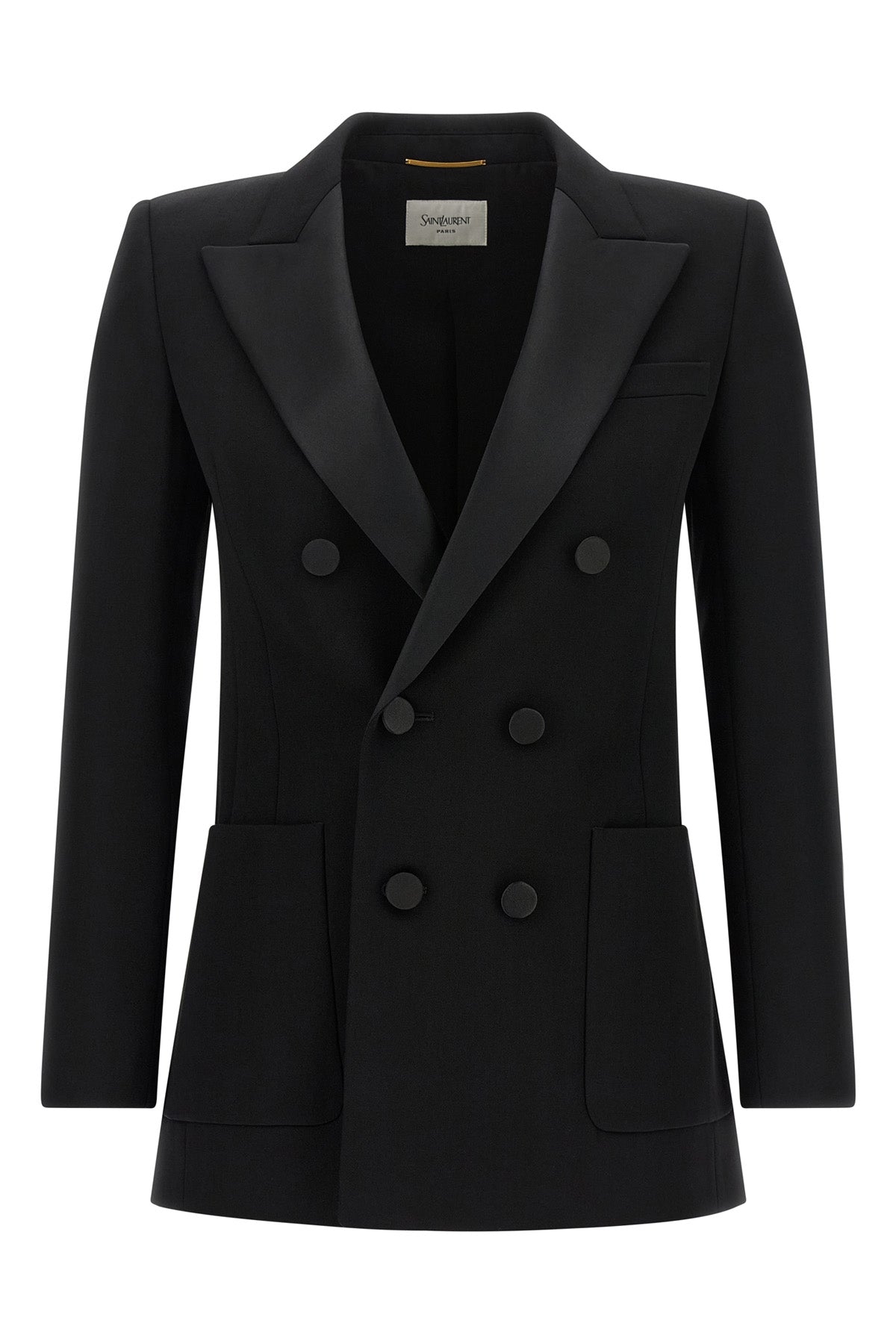 Saint Laurent Women's Satin Lapel Double-Breasted Blazer - image 1