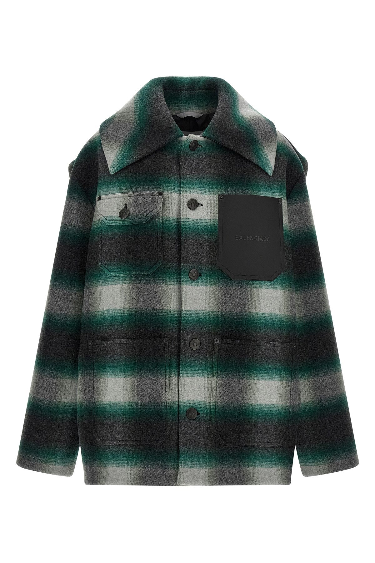 Balenciaga Men's Workwear Cocoon Wool Jacket in Green (1 of 5)