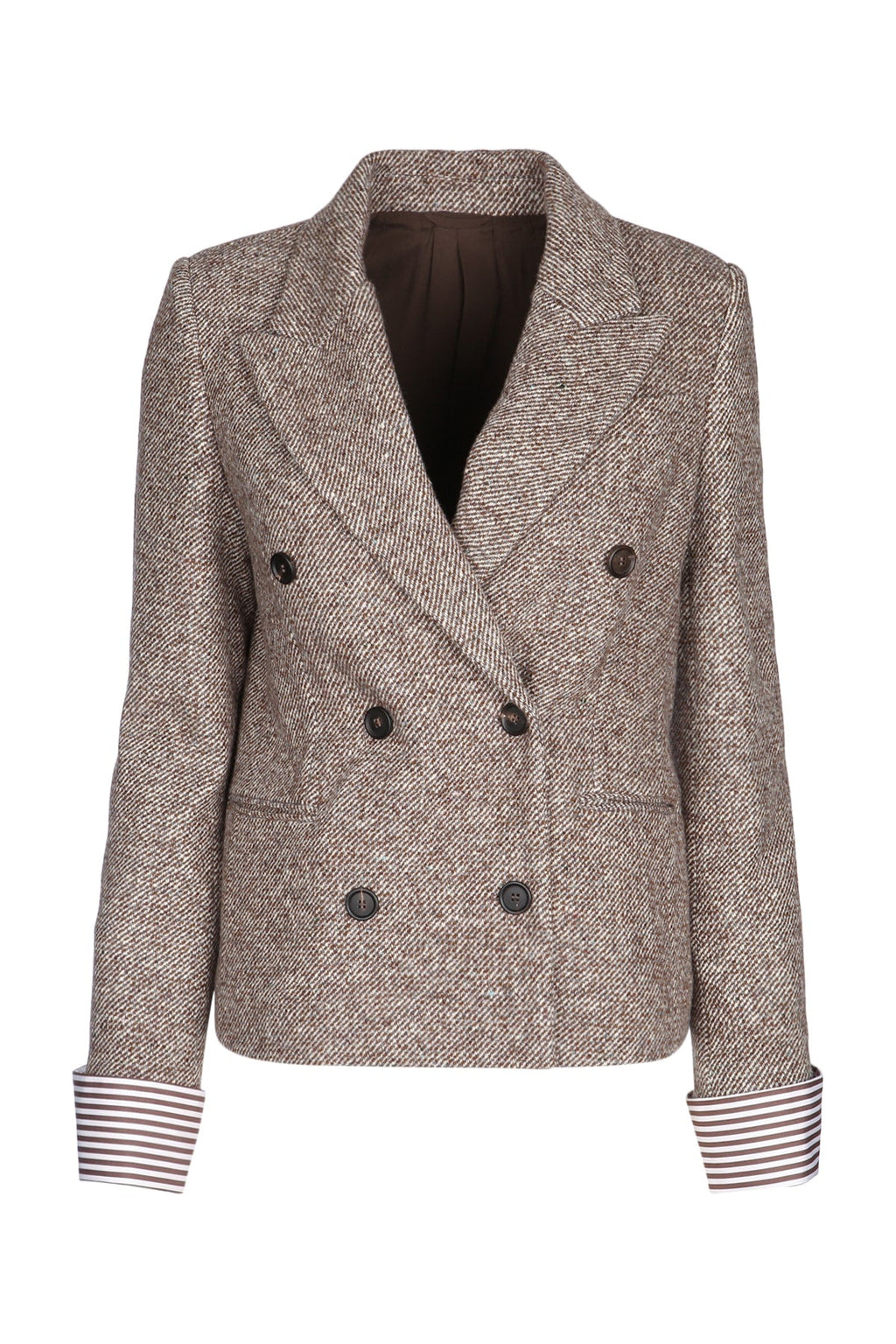 Brunello Cucinelli Women's Herringbone Blazer in Brown - image 1