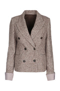 Brunello Cucinelli Women's Herringbone Blazer in Brown - image 1