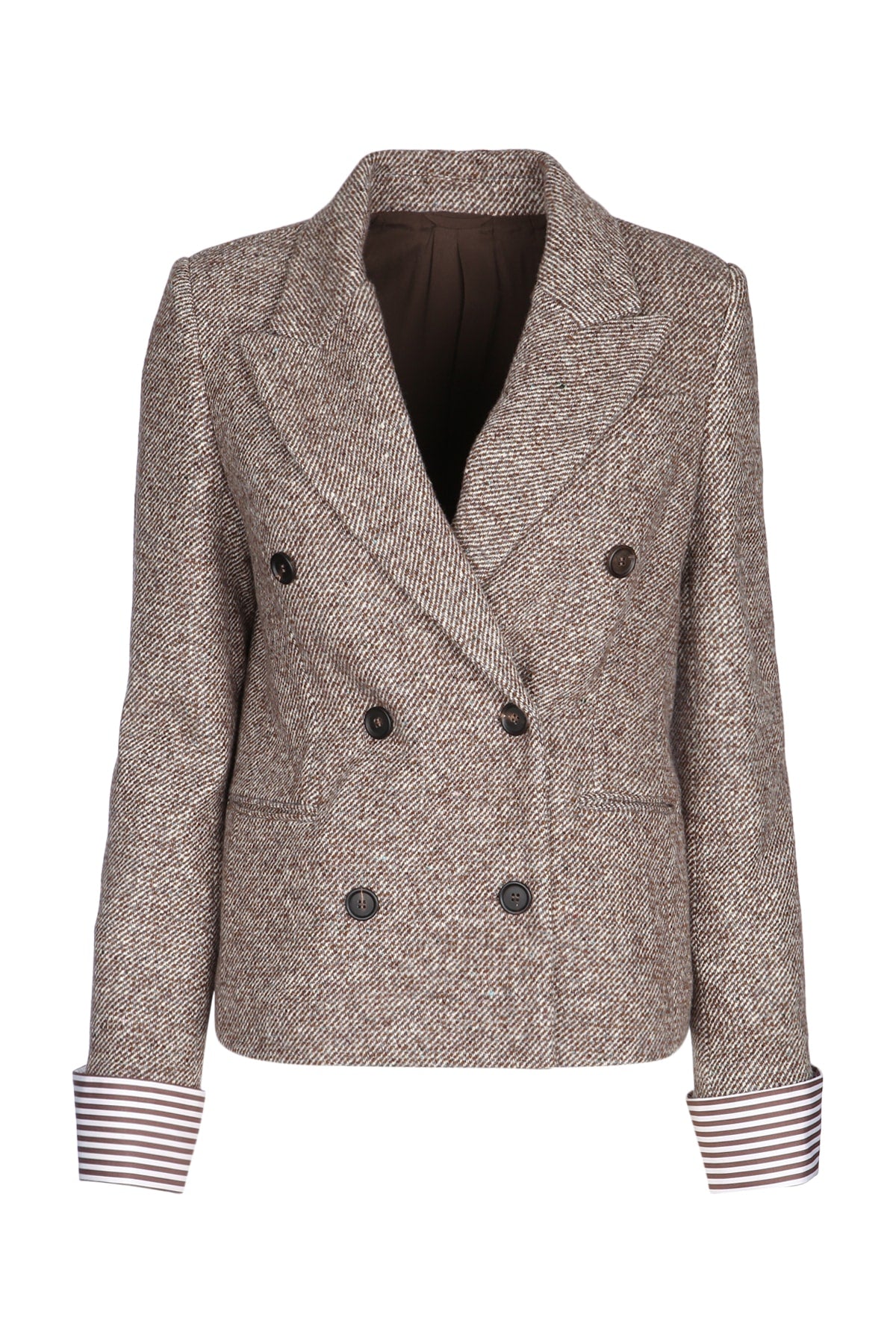 Brunello Cucinelli Women's Herringbone Blazer in Brown - image 1