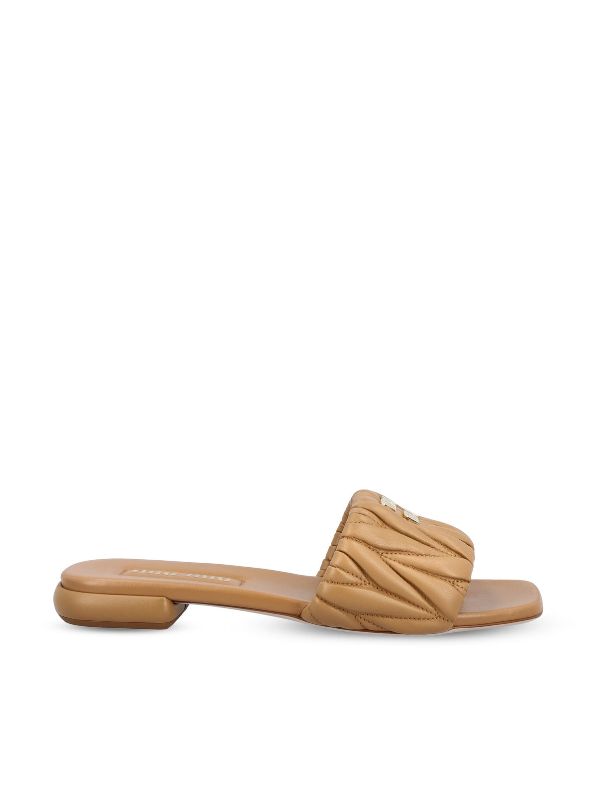 Miu Miu Women's Quilted Nappa Sandals in Brown - view 1