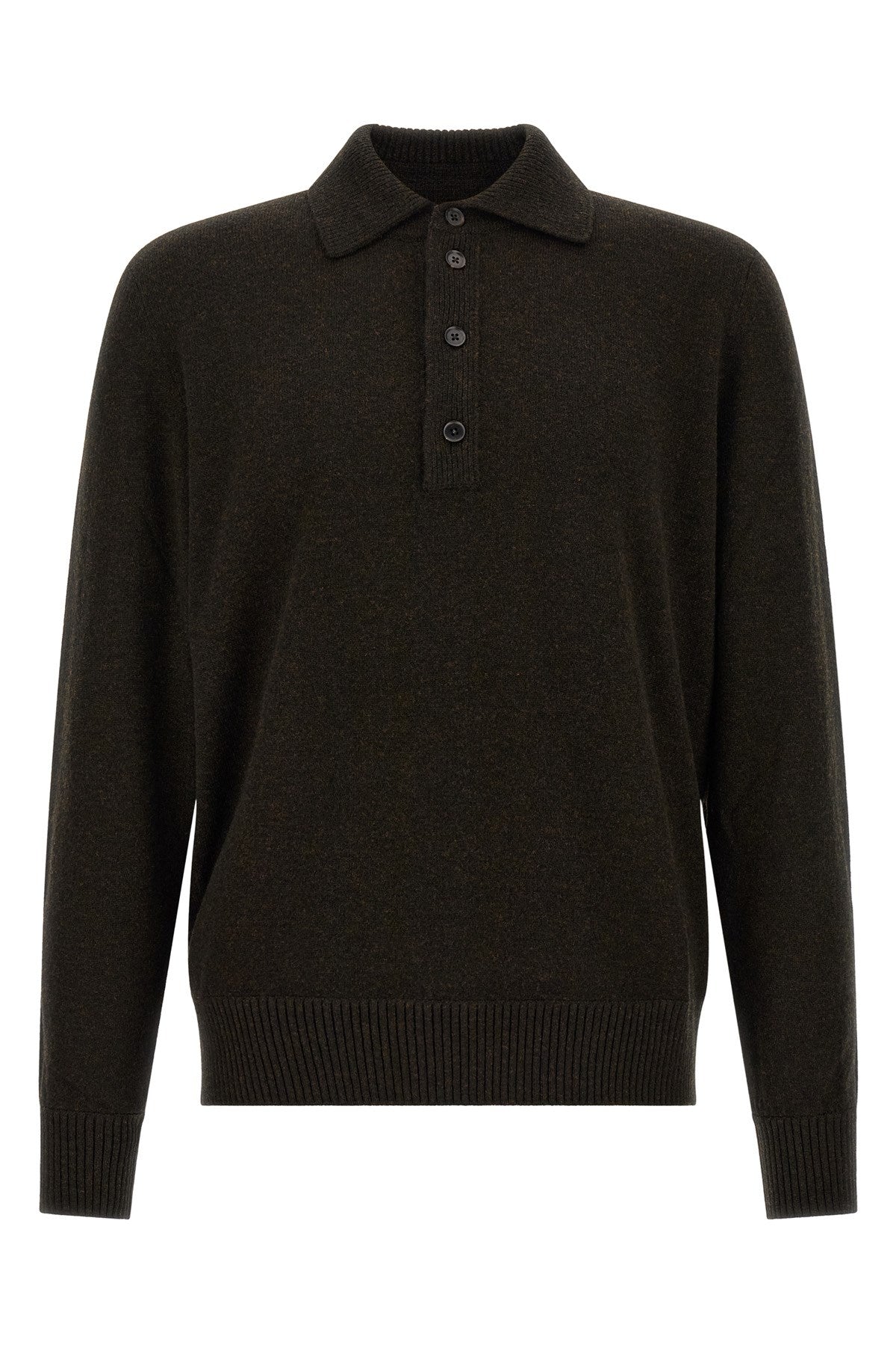 Zegna Men's Wool and Cashmere Polo Shirt in Brown - view 1