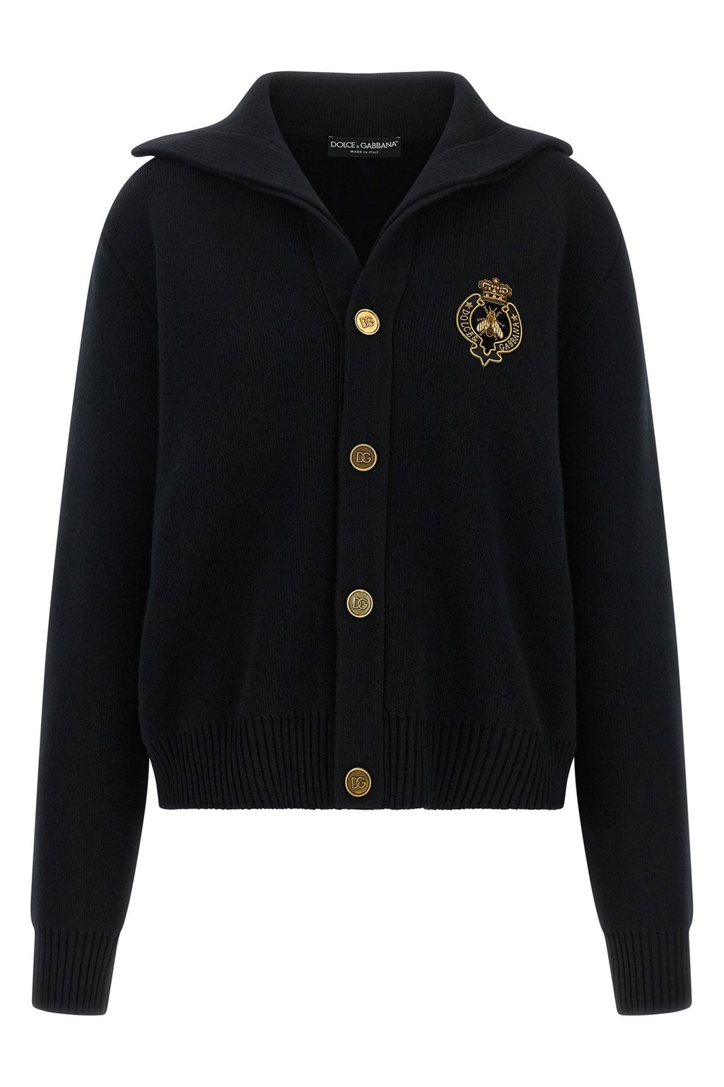 Dolce & Gabbana Men's Embroidery Cardigan in Black Wool - view 1