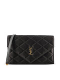 Saint Laurent Women's Silk Satin Paris Pouch in Black - view 1