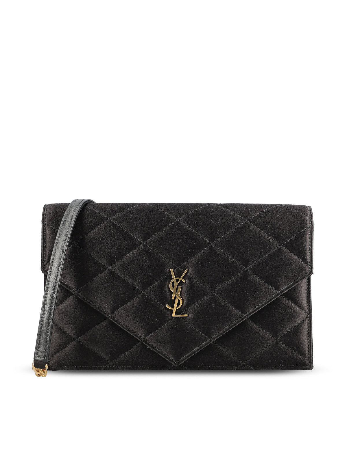 Saint Laurent Women's Silk Satin Paris Pouch in Black - view 1