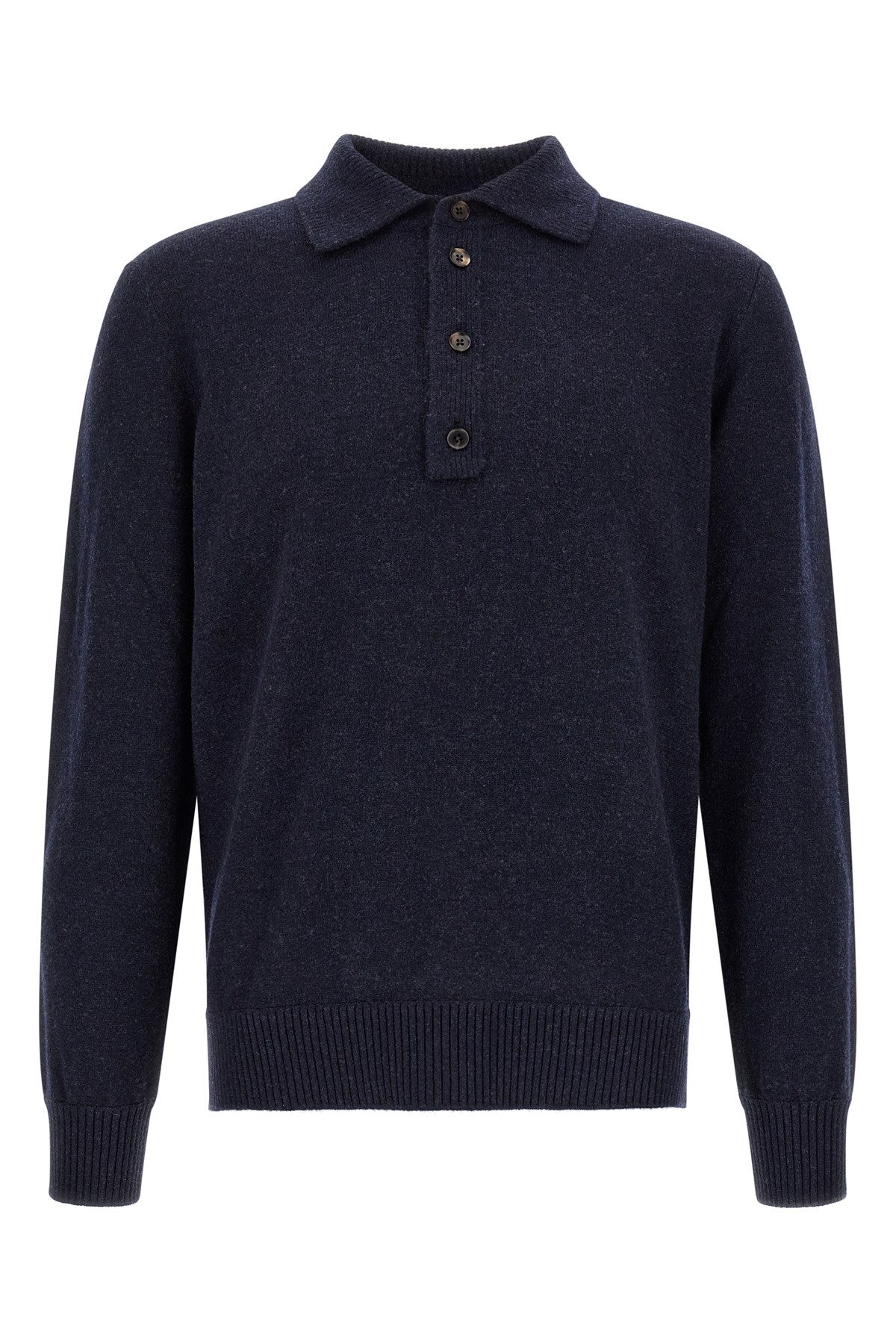 Zegna Men's Wool and Cashmere Polo Shirt in Blue - view 1