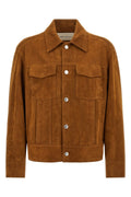 Ami Paris Men's Trucker Jacket in Brown Leather - view 1