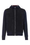 Brunello Cucinelli Men's Suede Cashmere Bomber in Navy (1 of 3)