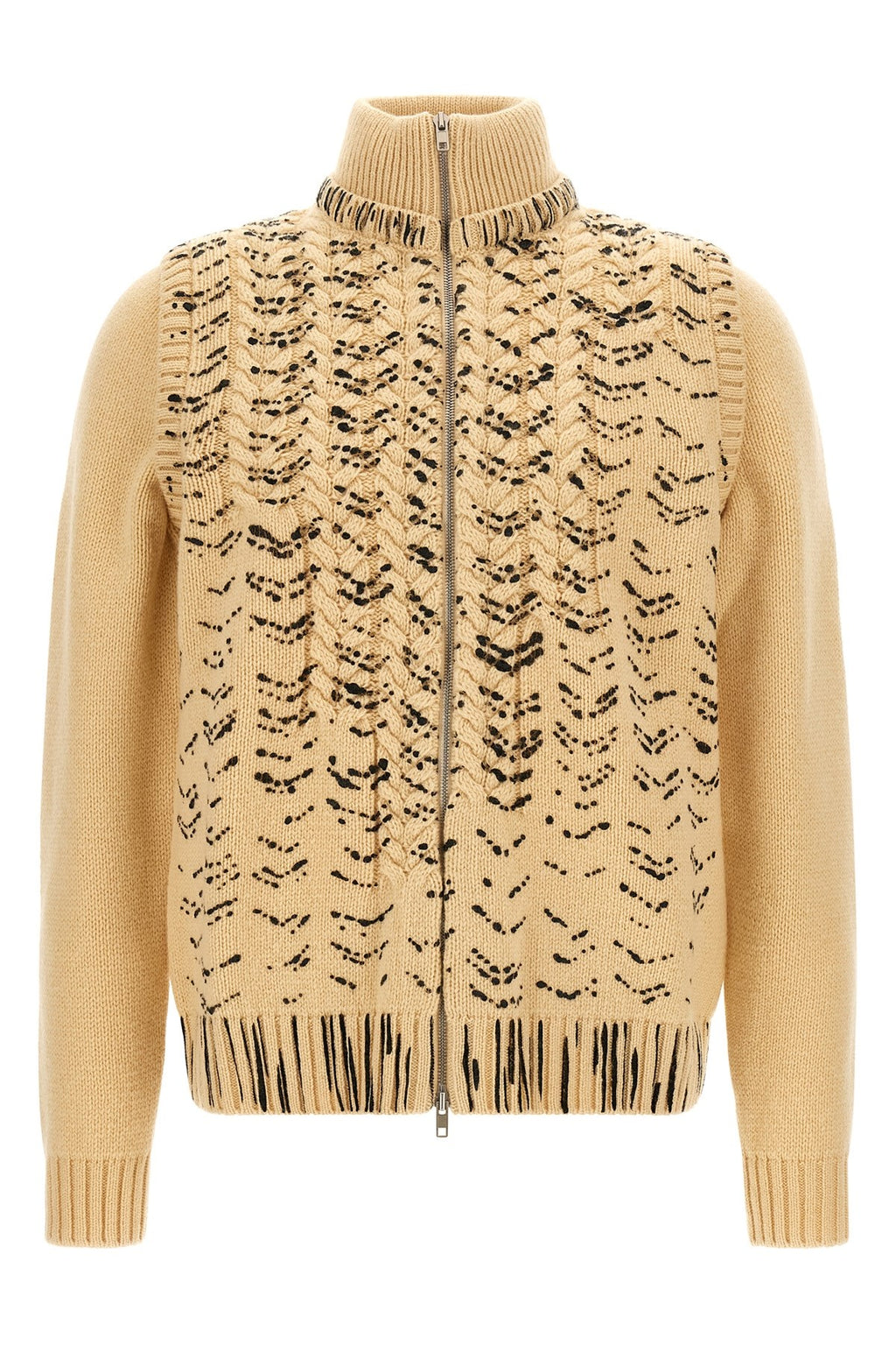 Maison Margiela Men's Openwork Knit Cardigan in Beige Wool - view 1