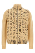 Maison Margiela Men's Openwork Knit Cardigan in Beige Wool - view 1